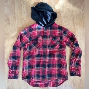 Vans Kids Flannel with hood - Medium - black / red